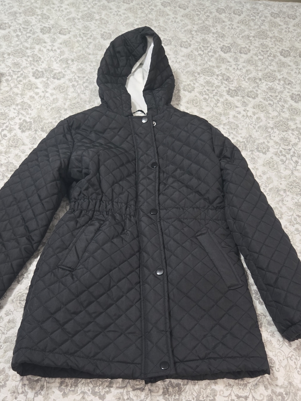 Justify Black Quilted Hooded Puffer Coat